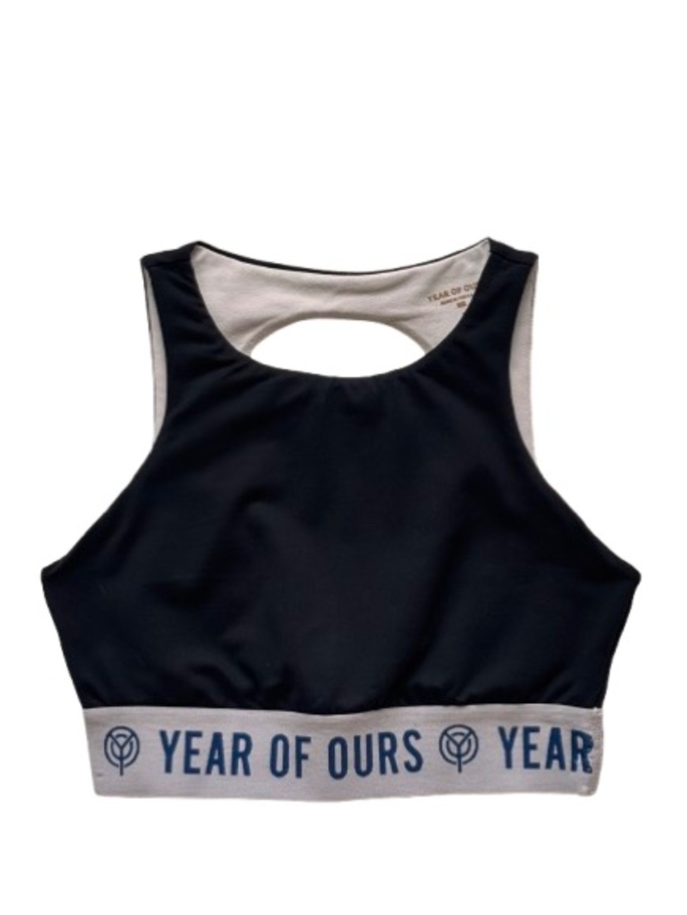 Year of Ours New Open Back Black Blue Sports Bra Size S